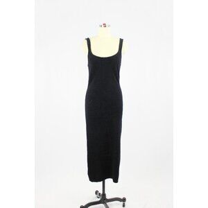 Aritzia WILFRED FREE Black Hush Knit Square Neck Midi Tank Dress, Size L